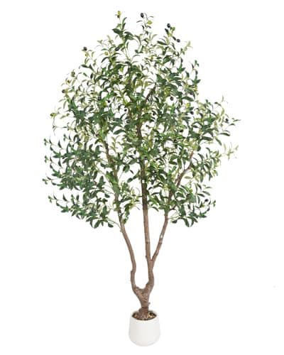 Sillaff Olive Tree 6FT Fake Tree Large Artificial Tree Indoor Faux Plants with Pot, Nearly Natural Olive Branches and Fruits for Living Room Home Office Decorations - Image 1