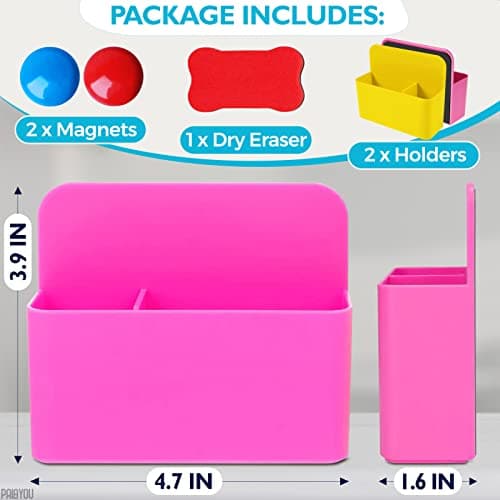 2Pcs Magnetic Marker Holder for Whiteboard - Cute Pen Holder Magnetic Dry Erase Marker Holder Magnets for Whiteboard Marker Holder Magnetic Pencil Holder - Magnetic Pen Holder for Refrigerator Pen Cup - Thumbnail 2