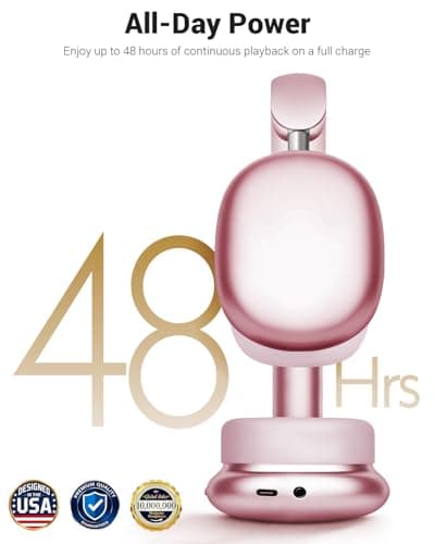 Wentronic Y01 Wireless Noise Canceling Headphones Bluetooth 5.3 Over Ear Headphones with Microphone, Hi-Res Audio, 48H Playtime, Foldable Comfortable Earpads,Compatible with iOS,Android,PC, Pink - Thumbnail 6