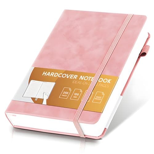 MINICAGIE Lined Journal for Women Men 256 Pages 100 Gsm Thick Textured Leather Journaling Notebooks for Writing A5 Wide Ruled Hardcover Notebook for Work School Note Taking, 5.7 x 8.3 In, Pink - Image 1