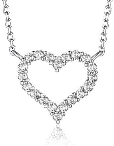MomentWish Heart Necklace, Gifts for Birthday, 0.3CT Moissanite Love Necklace for Women, D Color VVS1 Moissanite 14K Gold Plated 925 Sterling Silver Necklace Anniversary Christmas Gift for Her - Image 1
