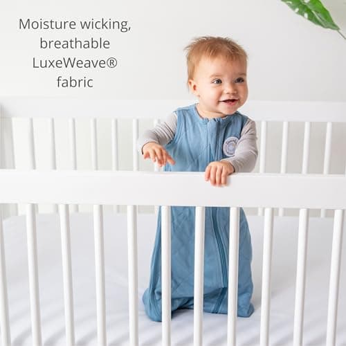 Dreamland Baby Lightweight Bamboo Viscose Sleep Sack (6-12 Months). 1.0 TOG Ultra Soft Blanket w/ 2-Way Zipper. 95% Viscose, 5% Spandex (Ocean). Mom-Owned US Business, Premium Materials - Thumbnail 5