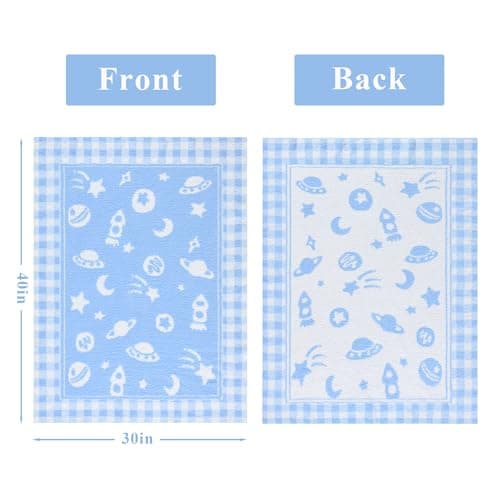 Blue Planet Baby Blanket – Knitted Space-Themed Throw for Baby Boys, Galaxy Nursery Décor & Newborn Shower Gifts – Soft & Breathable, 30x40 Inch - Thumbnail 3