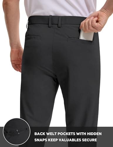 AOHIKE Golf Pants Men Slim Fit - Stretch Lightweight Work Dress Pants for Men Travel Business Casual, Black - Thumbnail 3