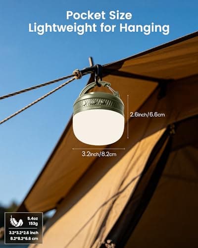Glocusent Camping Lights Rechargeable, 5000mAh 120H Runtime, Led Camping Lantern with 5 Brightness 3 Modes & SOS, IPX5 Waterproof, Pocket Lanterns for Power Outages, Emergency Light, Camping - Thumbnail 5