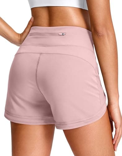 Soothfeel Women's Running Shorts High Waisted Quick-Dry 3 Inch Gym Workout Athletic Shorts for Women with Zipper Pocket(Pink, XL) - Image 1