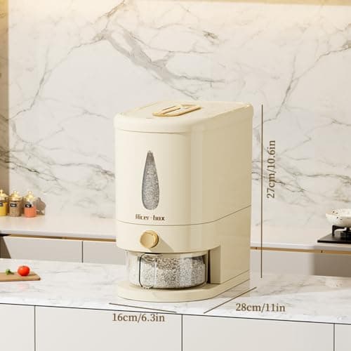 ZuoCheng Large Rice Dispenser, 11Lbs Cereal Dispenser Rice Container Food Storage Container with Measuring Cup, Cereal Containers Storage Kitchen Household Rice Pet Food Holder - Thumbnail 4