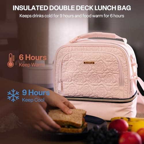 Everfun Lunch Bag for Women & Men, Double Deck Insulated Lunch Tote Bag with Detachable Shoulder Strap, Large Leakproof Soft Cooler for Work Office Picnic Travel - Thumbnail 3