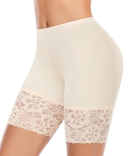 Ganado Slip Shorts for Under Dresses Women Anti Chafing Shorts Underwear Seamless Under Dress Lace Boyshorts Panties-2(Beige,XX-Large) - Image 1