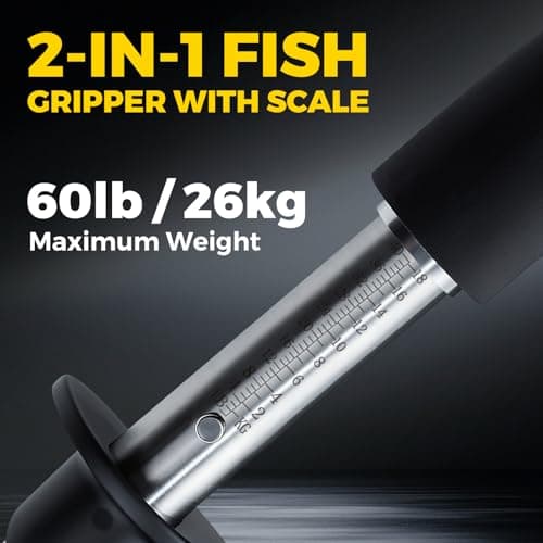 Arcpro 2-in-1 Fish Lip Gripper, 23.8" Stainless Steel Fish Gripper with Scale, 60lb Weighing Fish Grabber, 360° Non-Slip Swivel Handle, Tool for Saltwater & Freshwater - Thumbnail 2