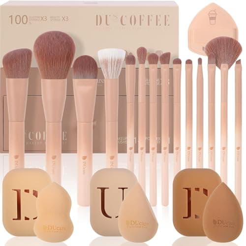 DUcare 21pcs Makeup Gift Set,with 14Pcs Makeup Brush set 3pcs Makeup Sponges 3pcs Sponge Holder 1pc Powder Puff for Foundation Blending Powder Blush Eyeshadows