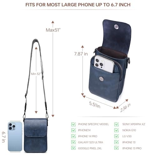 GEMIU Cell Phone Purse Small Crossbody Bags for Women Phone Bag Wallet Purses with Card Slots Blue - Thumbnail 5