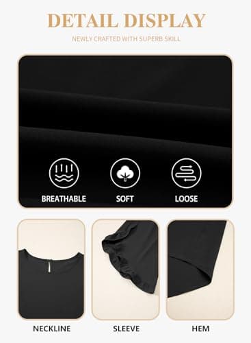 Eytino Women Plus Size Tops Dressy Casual 3/4 Length Sleeve Blouses Crewneck Ruffle Sleeve Shirts Summer Outfits Business Work Tops,3X Black - Thumbnail 5