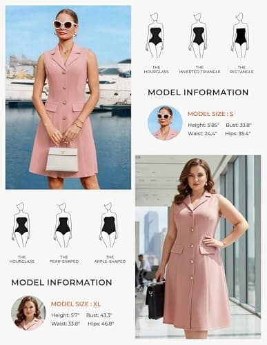 GRACE KARIN Business Work V Neck Dress for Women Summer Sleeveless Dress A Line Midi Dress Light Pink XL - Thumbnail 6