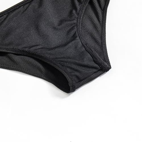 J·E Sterguard Girls Two Piece Swimsuits Teen Bikini with Removable Bra Padded Girls' Swimwear Ribbed Bikini Criss Cross Girl Swimsuits Size 13 1287H Black - Thumbnail 5