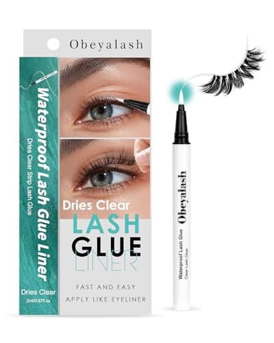 Obeyalash Waterproof Clear Eyelash Glue Pen, 48H Long Lasting Strong Hold, 2-in-1 Clear Lash Glue and Liner, White Strip Lash Adhesive, 3S Fast Drying（2ml/0.07fl.Oz） - Image 1