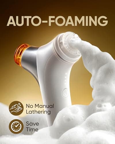 kingdo 2-in-1 Face Scrubber & Makeup Remover Device, Smart Automatic Foaming Facial Cleansing Brush Exfoliator with Face Cleanser for Deep Cleansing & Exfoliating & Removing Makeup Skin Care - Thumbnail 3