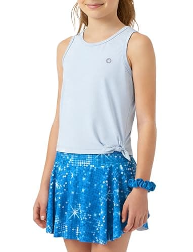 PATPAT Girls 2 Piece Skirt Sets Quick Dry Sleeveless Shirts and Skort Tennis Golf Outfits Lighweight Active Set Light Blue 3 Years - Image 1