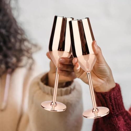 TJ Unbreakable 8 Oz Stainless Steel Champagne Flutes (4 Pack)- Rose Champagne Glasses - Reusable Indoor Outdoor Drinkware - Keeps Drink Cool for Longer - Gift Idea - Thumbnail 6