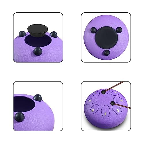REGIS Steel Tongue Drum 6 Inch 8 Notes, Rain Drum Style Calming Percussion Instrument for Relaxation & Meditation, Musical Gift for Adults & Beginners(Lavende) - Thumbnail 5