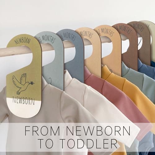 ITDYB Baby Closet Dividers for Clothes Organizer - Set of 8 Wooden Double-Sided Baby Clothes Size Dividers form Newborn to Toddler for Daily Gender-Neutral Baby Nursery Decor - Thumbnail 6