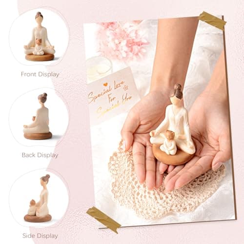Vofstand Yoga Meditation Statue Gifts for Women - Mini Yoga Girl with Cat Dog Figurines Gift for Office Cute Relaxation Gifts for Yoga Lovers & Cat Dog Lover Resin Yoga Figurine Decor Table Ornament - Thumbnail 2