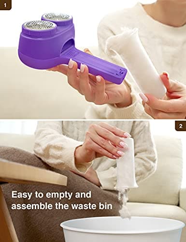 VASSON Fabric Shaver, Electric Lint Remover, Rechargeable Lint Shaver, Sweater Shavers to Remove Pilling, Large Fuzz Remover for Clothes Couch Furniture (Purple) - Thumbnail 4