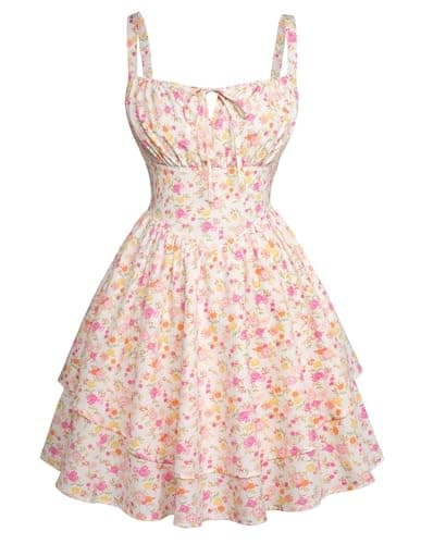 Scarlet Darkness Floral Mini Corset Dress Women Teens Sundress with Pockets - Image 1