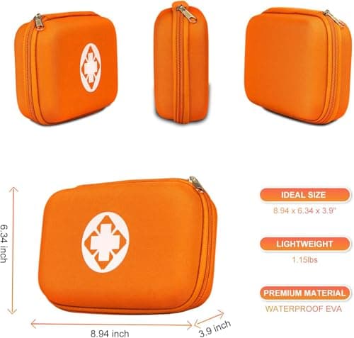 276PCS Mini Car First Aid Kit Travel Size for Business Trips, Compact First Aid Emergencies Kit Supplies for Rv Hiking Rode Trips Home Essentials, Orange AMORNING - Thumbnail 3
