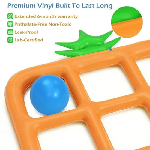 Jasonwell Tic-Tac-Toe Pool Toys Games - Giant Floating Tic Tac Toe Game Float with 10 Balls Pineapple Pool Game Party Toy Floats Yard Field Day Games Outdoor Beach Toys for Adults Teens Kids (Orange) - Thumbnail 4
