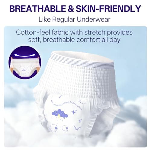 POMPOM LIFE Individually Wrapped Disposable Incontinence Underwear for Women | Maximum Absorbency Adult Diapers | Soft & Breathable Briefs, Disposable Postpartum Underwear for Women Travel - Thumbnail 5