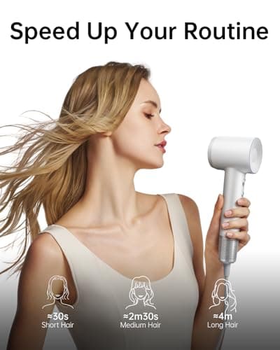 Laifen Swift Special Hair Dryer, High Speed 200M Ionic Blow Dryer with 110, 000 RPM Brushless Motor for Fast Drying, Low Noise, Hairdryer with Magnetic Nozzles - Thumbnail 2