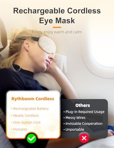 Rythboom Heated Eye Masks for Dry Eyes, Eye Relief, Cordless Warm Eye Compress, 3 Heat Levels, Graphene Material, 15 Uses, 1500mAh Rechargeable Battery, Washable Eye Heating Pad for Sleeping, Travel - Thumbnail 5