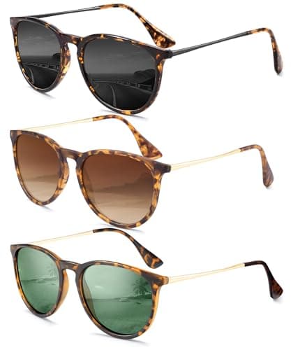 QALLY Sunglasses Womens Polarized Sunglasses-Women: Retro Round Sun Glasses with UV400 Protecion Trendy 3 Pack - Image 1
