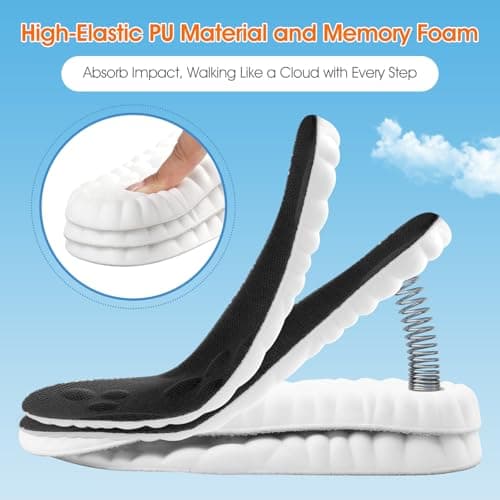 4D Cloud-Like Comfort Soles for Men - Soft Memory Foam Cushioning Insoles - Trim to Fit Steppers Insoles with Arch Support for Foot Pain Relief and Fatigue Reduction(US M 7.5-10.5) - Thumbnail 2