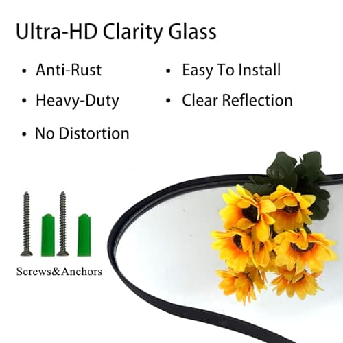 DAOYIJIAJU Irregular Wall Mirror, 40"x18" Asymmetrical Bathroom Mirrors with Metal Frame, Odd Shaped Mirror Decorative, Modern Abstract Mirrors for Living Room Bedroom Hallway Entryway Fireplace - Thumbnail 6