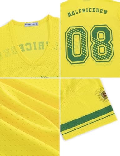 Aelfric Eden Jersey Shirts for Women Y2k Oversized V Neck Graphic Tees Football Number Streetwear T Shirt Tops Yellow XL - Thumbnail 4