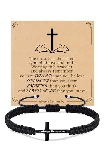 Sistble Mothers Day Gifts for Teens, Christian Gifts for Men Cross Bracelet Baptism Inspirational Bracelets Bible Verse Jesus Religious Confirmation Gift Easter Basket Stuffers Jewelry for Teen - Image 1