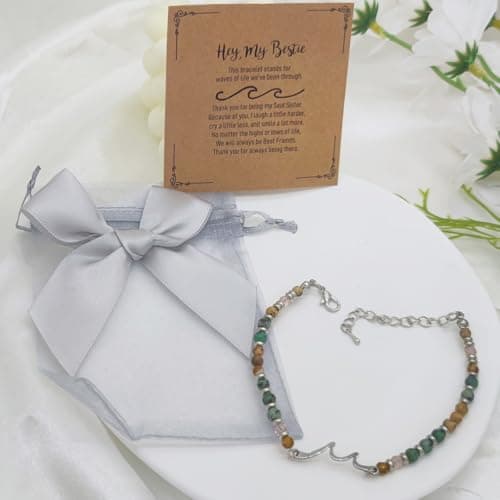 OVIFICEA Friendship Bracelets Sister Gifts for Women, Sister Birthday Gifts, Christmas Stocking Stuffers Wave Charm Bracelets for Teens, Best Friend, Bestie - Thumbnail 4