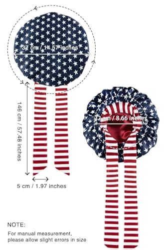 Vettres Satin Lined Sleep Cap Silk Bonnet Double Layer Bonnet with Tie Satin Hair Bonnet for Sleeping Flag - Thumbnail 4
