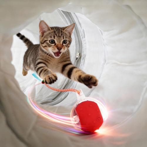 Catails Cat Tunnel Bed with 31 Pcs Interactive Cat Toys, Automatic Cat Toys for Indoor Cats Kittens, Cat Tube with Moving Ball, White - Thumbnail 3
