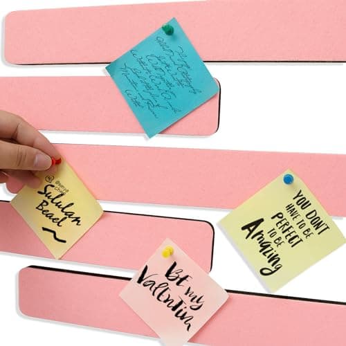 Felt Pin Board Bar Strips Bulletin Board for Bedrooms Offices Home Wall Decoration, Notice Board Self Adhesive Cork Board with 35 Push Pins for Paste Notes, Photos, Schedules - Thumbnail 2
