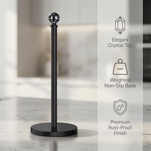 Black Paper Towel Holder Countertop, Unique Black Ball Decor,Brass Paper Towel Holder for Kitchen - Sturdy, Durable, and Elegant Home Decor for Kitchen - Thumbnail 4