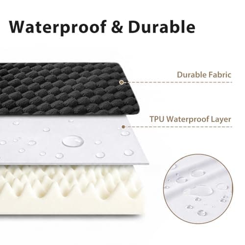 LEXTRO XXL Waterproof Orthopedic Dog Bed for Crate Mat, 44x32 Extra Large Dog Bed Washable with Removable Washable Cover, Comfortable Dogs Pad for Large Size Dogs, Black - Thumbnail 4