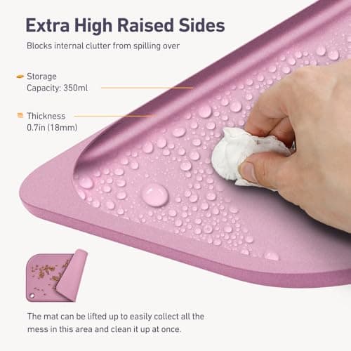 Silicone Pet Feeding Mat with Metal Ring, Waterproof, 23x15 in, Pet Feeding Mats, Raised Edges to Prevent Spills, Dogs and Cats Placement Tray to Stop Food and Water Bowl Messes (Pink, 23x15 in) - Thumbnail 4