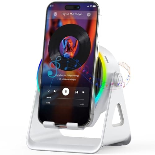 Wireless Induction Audio Bluetooth Speaker, 4 in 1 Phone Speaker Amplifier Phone Stand with RGB Light and Adjustable Holder for Tablet iPhone Android, Uqique Birthday Gift for Men Women Teens