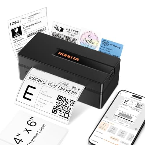 Rongta Bluetooth Thermal Shipping Label Printer: 4x6 Wireless Label Maker for Small Business - Compatible with Windows, Mac, iPhone& Android, Widely Used for Amazon Shopify Etsy(Black) - Image 1