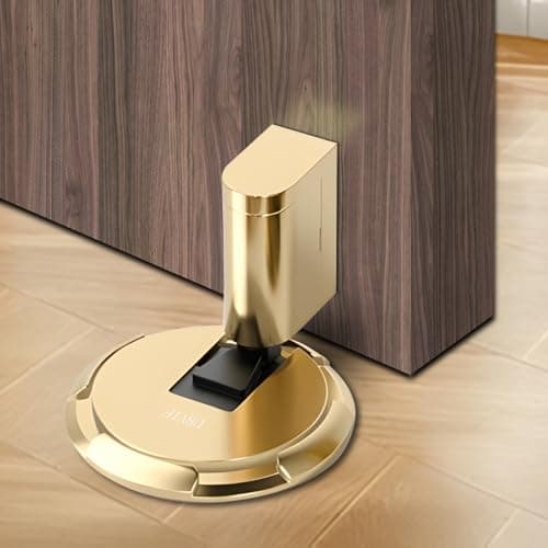 UBVIF No Magnetic Door Stopper, Adjustable, Mechanical Doorstop, Windproof Door Stop for Indoor, No Nails/Screws Needed,Heavy Duty Door Holder,Keep Door Open (1, Bright Gold) - Image 1