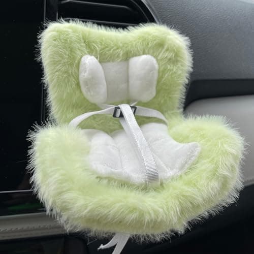Ezcora Cute Car Accessories for 10-17cm Dolls, Doll Car Seat with Clip onto Car Air Vent, Includes Seat Leg for Desktop Display (Green) - Thumbnail 2