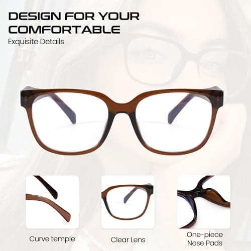 SODQW Trendy Blue Light Blocking Glasses for Women Square Frame Reduce Eyestrain Computer Glasses - Thumbnail 4